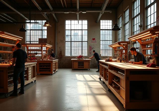 Artisans working in the Flatbush DIY studio